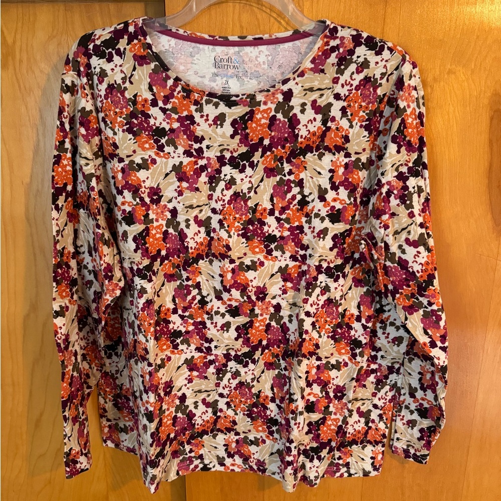 Croft & Barrow Essentials Long Sleeve Tee Size 2X - floral